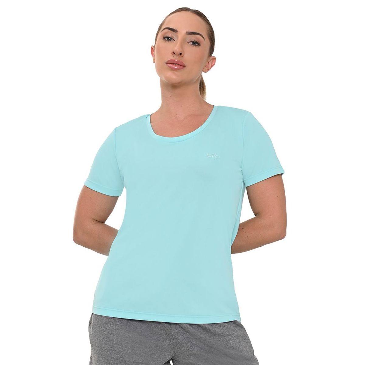 OLYMPIKUS - POLERA ESSENTIAL MANGA CORTA CELESTE MUJER