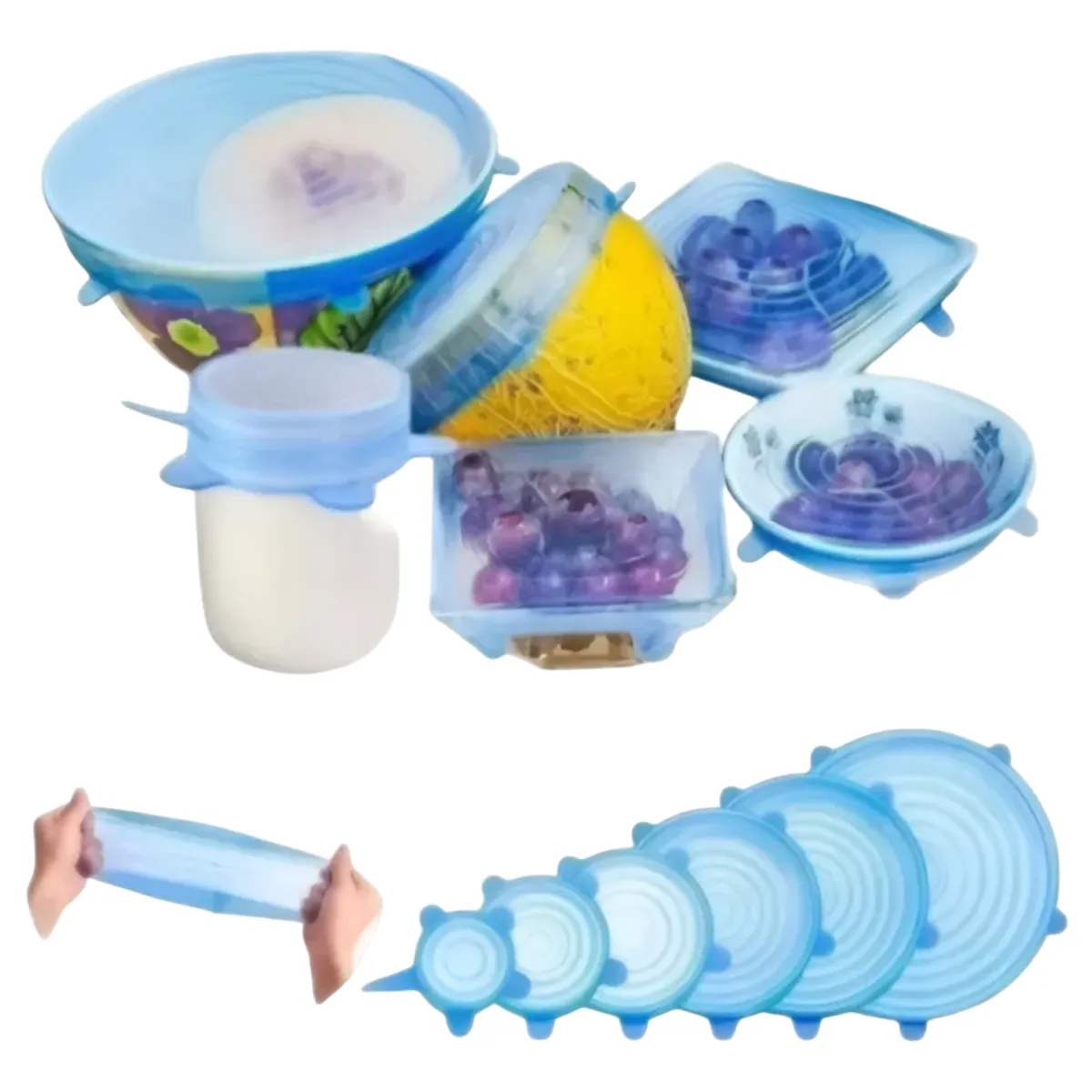GENERICO - Set 6 Tapas Adaptable Reutilizables Para alamacenar Alimentos