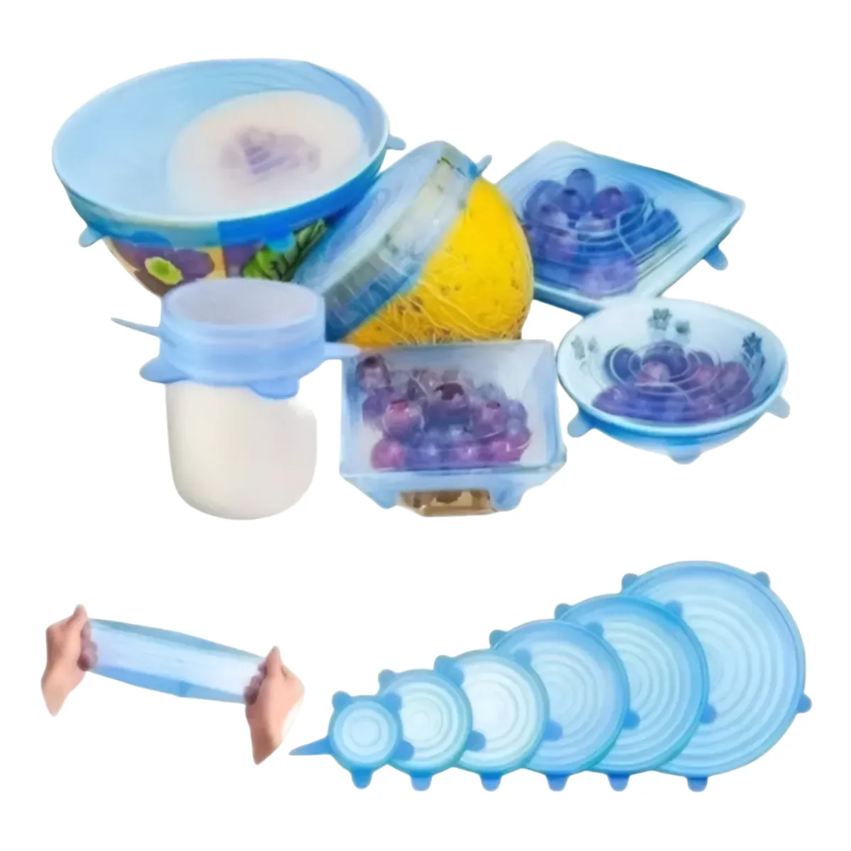 GENERICO - Set 6 Tapas Adaptable Reutilizables Para alamacenar Alimentos