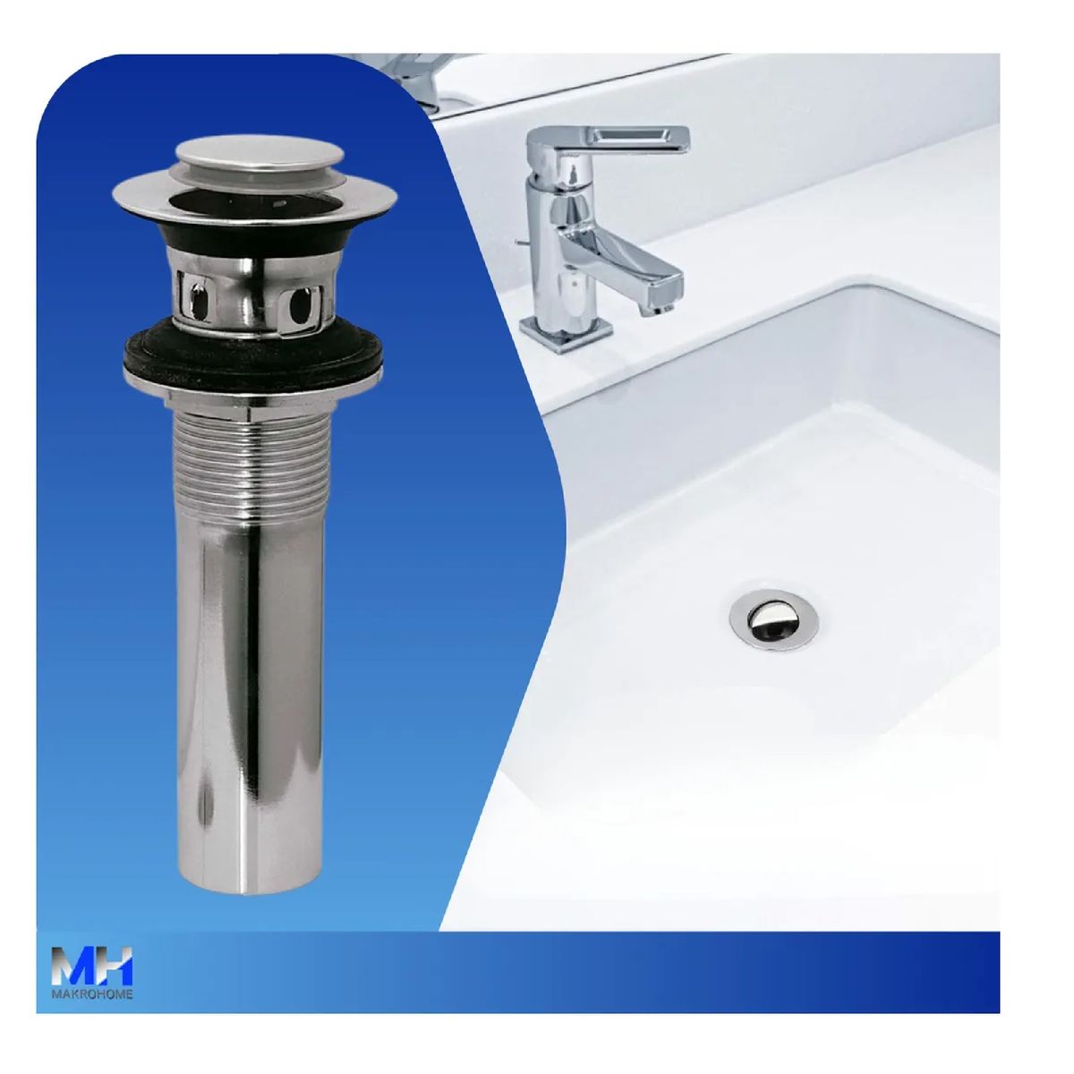 TAUMM - Desague Click Clack Popup 1 Un Cuarto Lavatorio Acero Con Rebalse