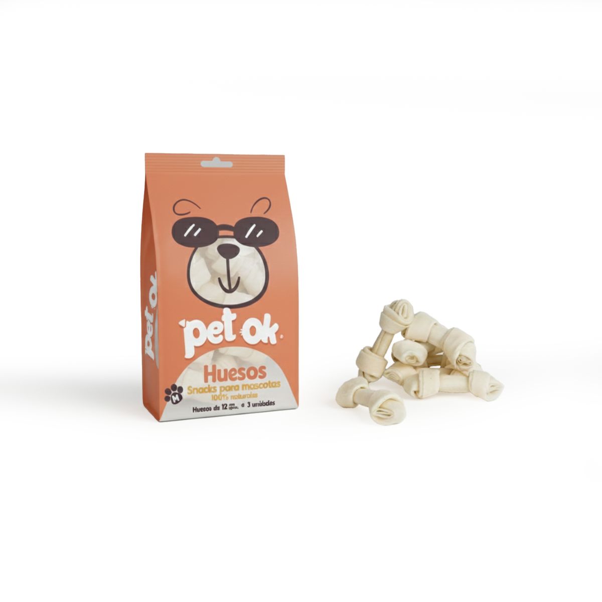 GENERICO - Huesito blanco para perro mediano pack 12 unidades