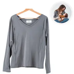 FREE THE MAMA - Polera Lactancia Cierres Invisibles Cuello V Maternidad