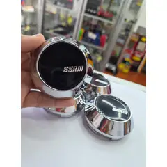 GENERICO - X4 Tapa centro de llantas de auto tunning conica ssr negra logo plata 62MMX68MM