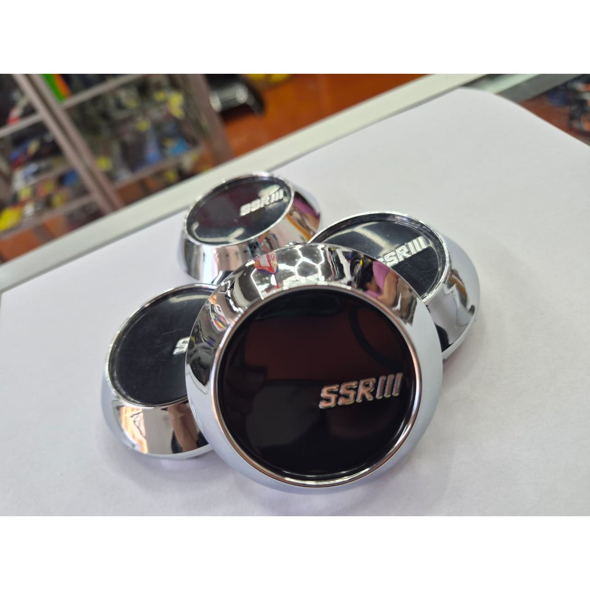 GENERICO - X4 Tapa centro de llantas de auto tunning conica ssr negra logo plata 60MMX65MM