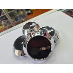 GENERICO - X4 Tapa centro de llantas de auto tunning conica ssr negra logo plata 60MMX65MM