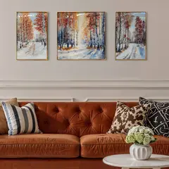 DEKAM DISEÑO - CUADRO TRIPTICO PORCELANA DIAMANTES BOSQUE NEVADO