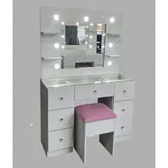 GENERICO - TOCADOR CON LUCES ESTILO HOLLYWOOD CREAFAVA, CON 7 CAJONES 100 CM