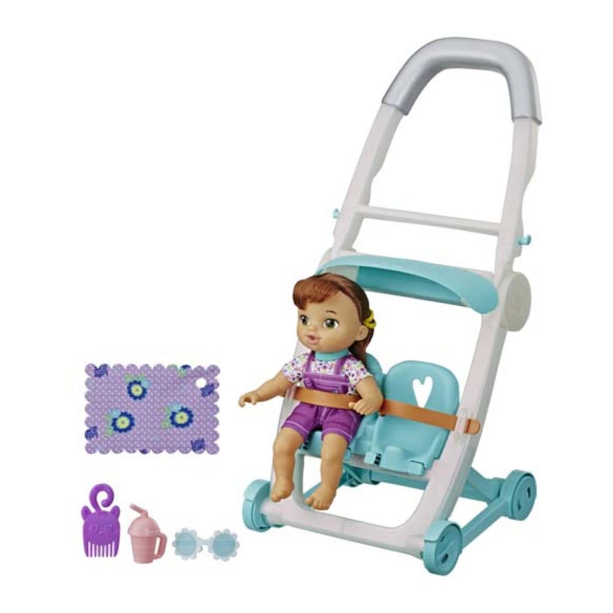 BABY ALIVE - Juguete Muñeca Lucy Castaña Baby Alive Con Coche Y Accesorios