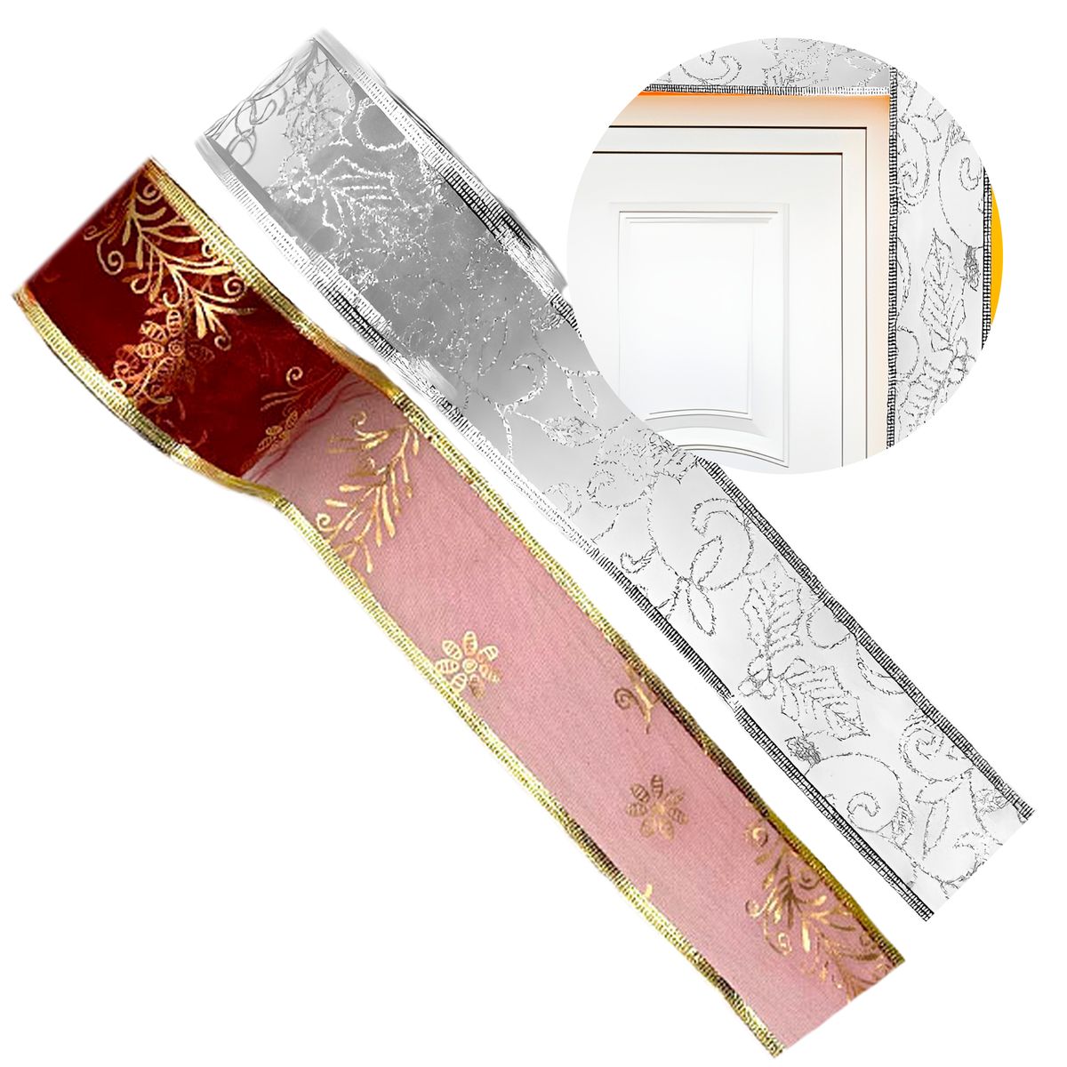 GENERICO - 3 Cinta Decorativa De Navidad Rollo Marrón 6,3 CM x 2,7 Mts