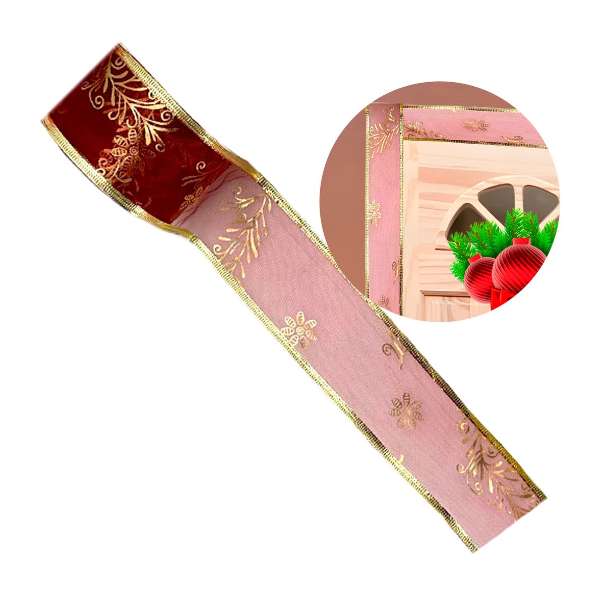 GENERICO - 3 Cinta Decorativa De Navidad Rollo Marrón 6,3 CM x 2,7 Mts