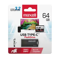 MAXELL - Pendrive USBTC Tipo C 64gb 3.2 Negro