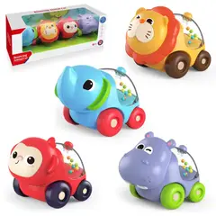 HUANGER - Set 4 Juguete Carritos De Animales Sonajeros Bebé