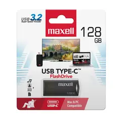 MAXELL - Pendrive USBTC Tipo C 128gb 3.2 Negro