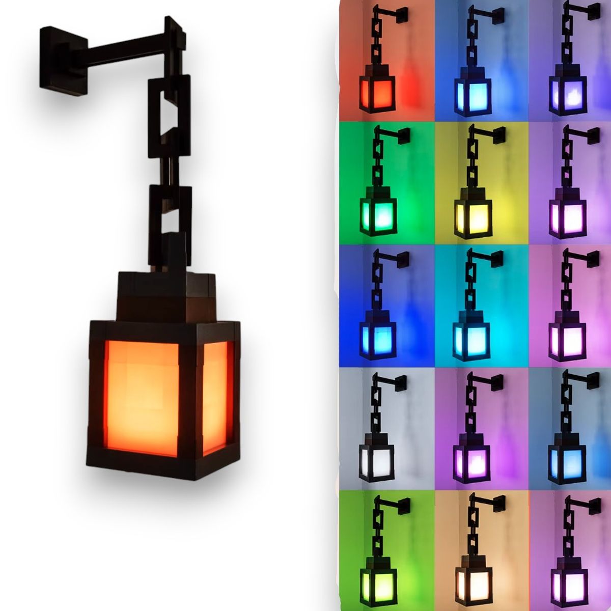 GENERICO - Lámpara Farol Minecraft Recargable 16 Colores En 1 Gamer