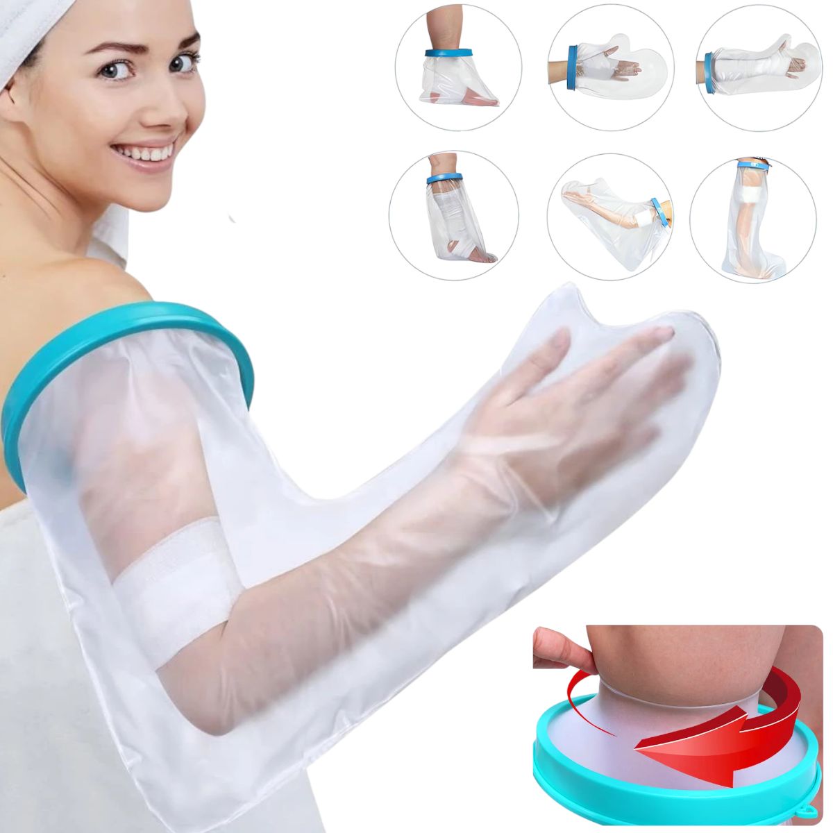 GENERICO - Protector bolsa impermeable yeso vendaje heridas reutilizable Funda impermeable yeso