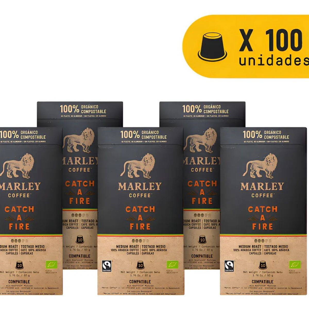MARLEY COFFEE - Pack 10x estuches Cápsulas Catch A Fire Nespresso®️compatible