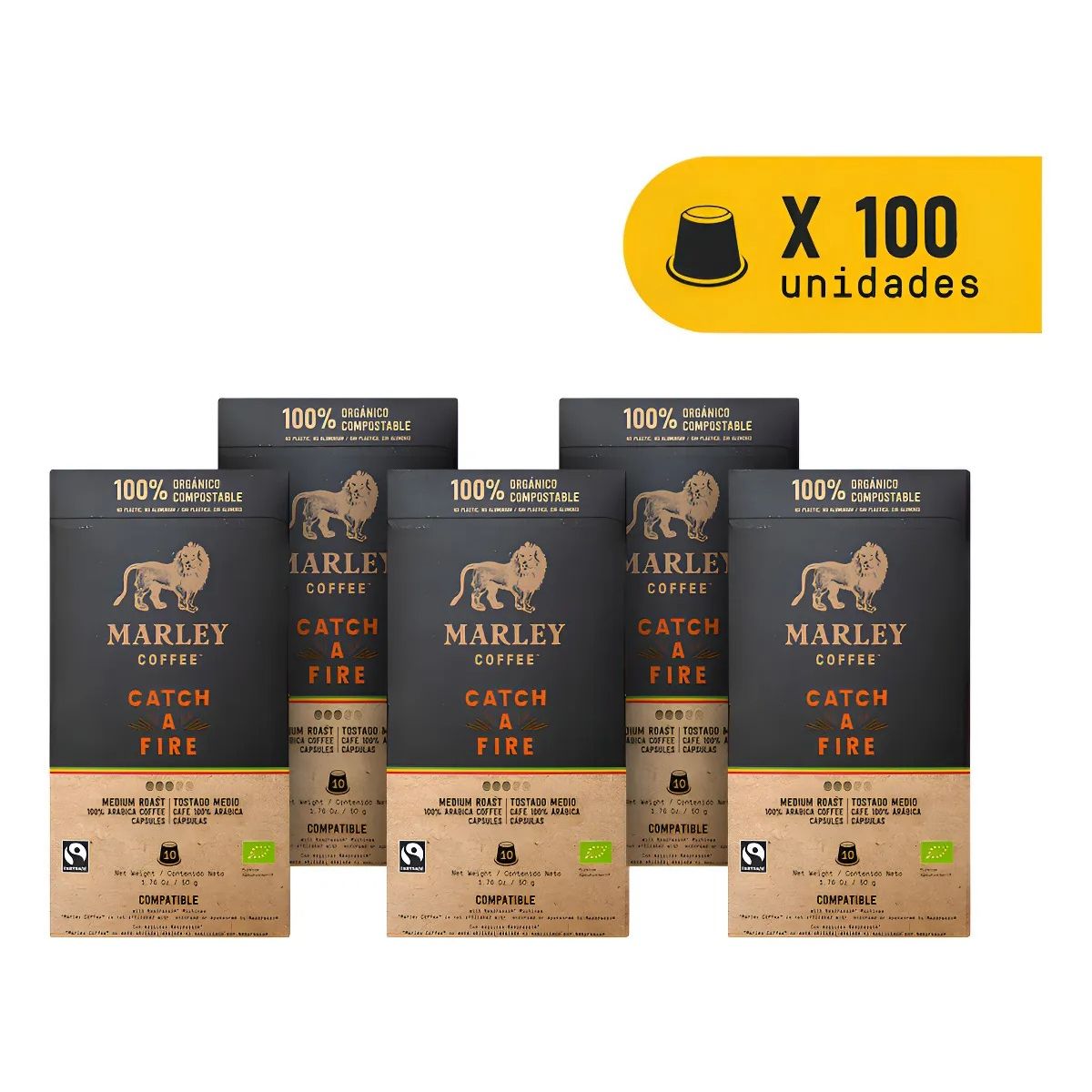 MARLEY COFFEE - Pack 10x estuches Cápsulas Catch A Fire Nespresso®️compatible