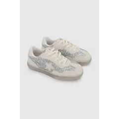 COLLOKY - Zapatilla de Niña Plateada con Cordón-Velcro