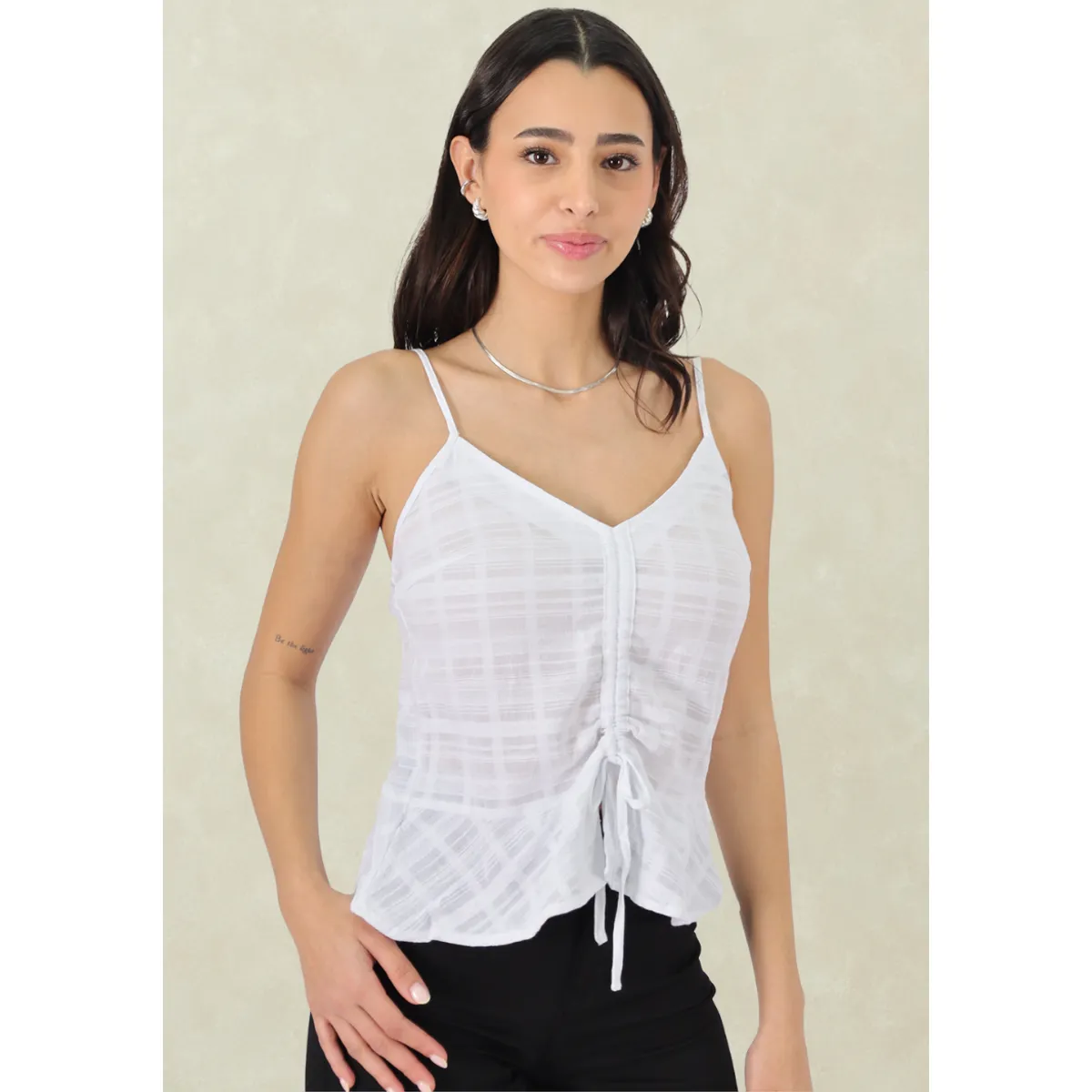 TENTATION - Top Lino Ajustable Blanco Tentation