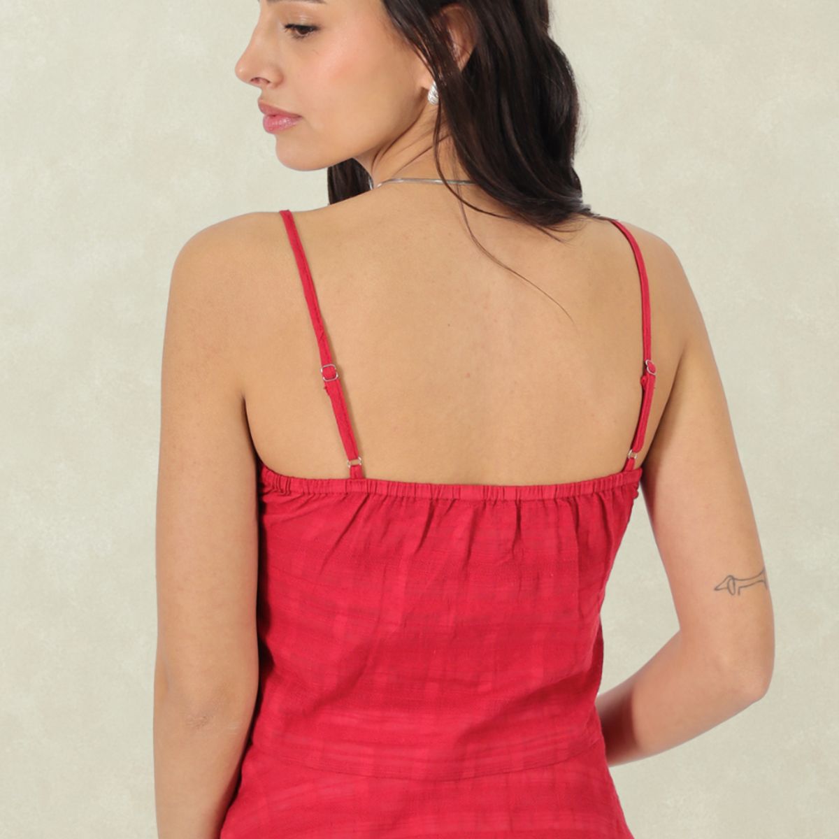 TENTATION - Top Lino Ajustable Burdeo Tentation