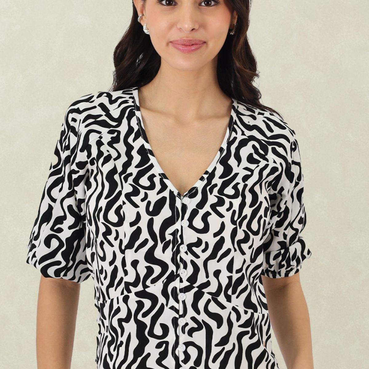 TENTATION - Blusa Manga 3/4 Estampada  Black Tentation