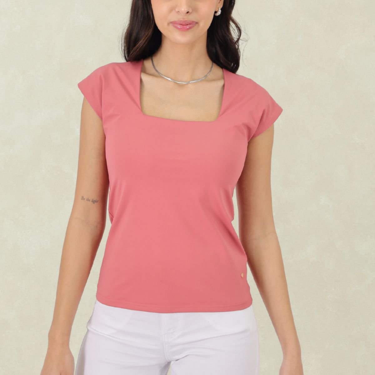 TENTATION - Top Cuello Cuadrado Rosa Tentation