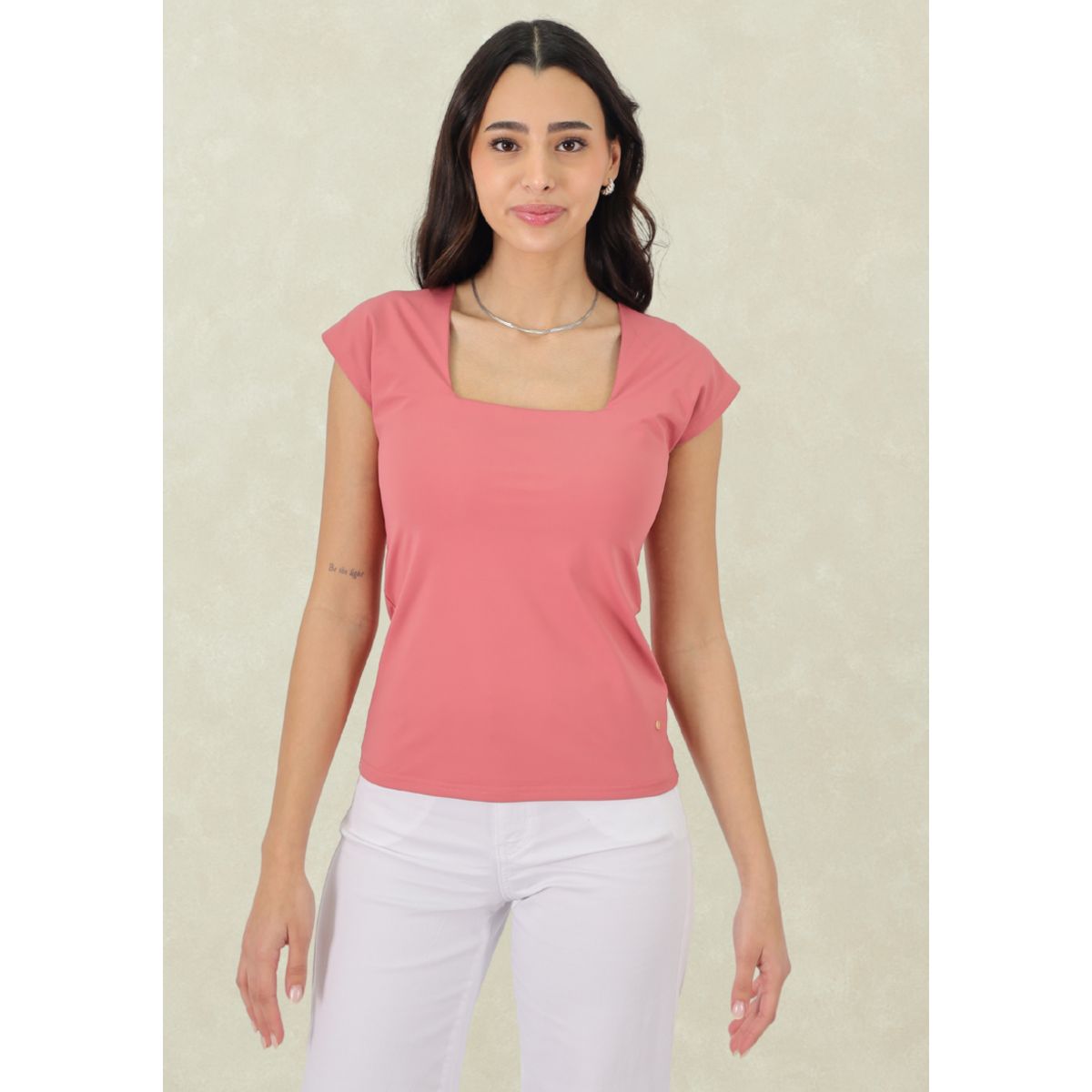 TENTATION - Top Cuello Cuadrado Rosa Tentation