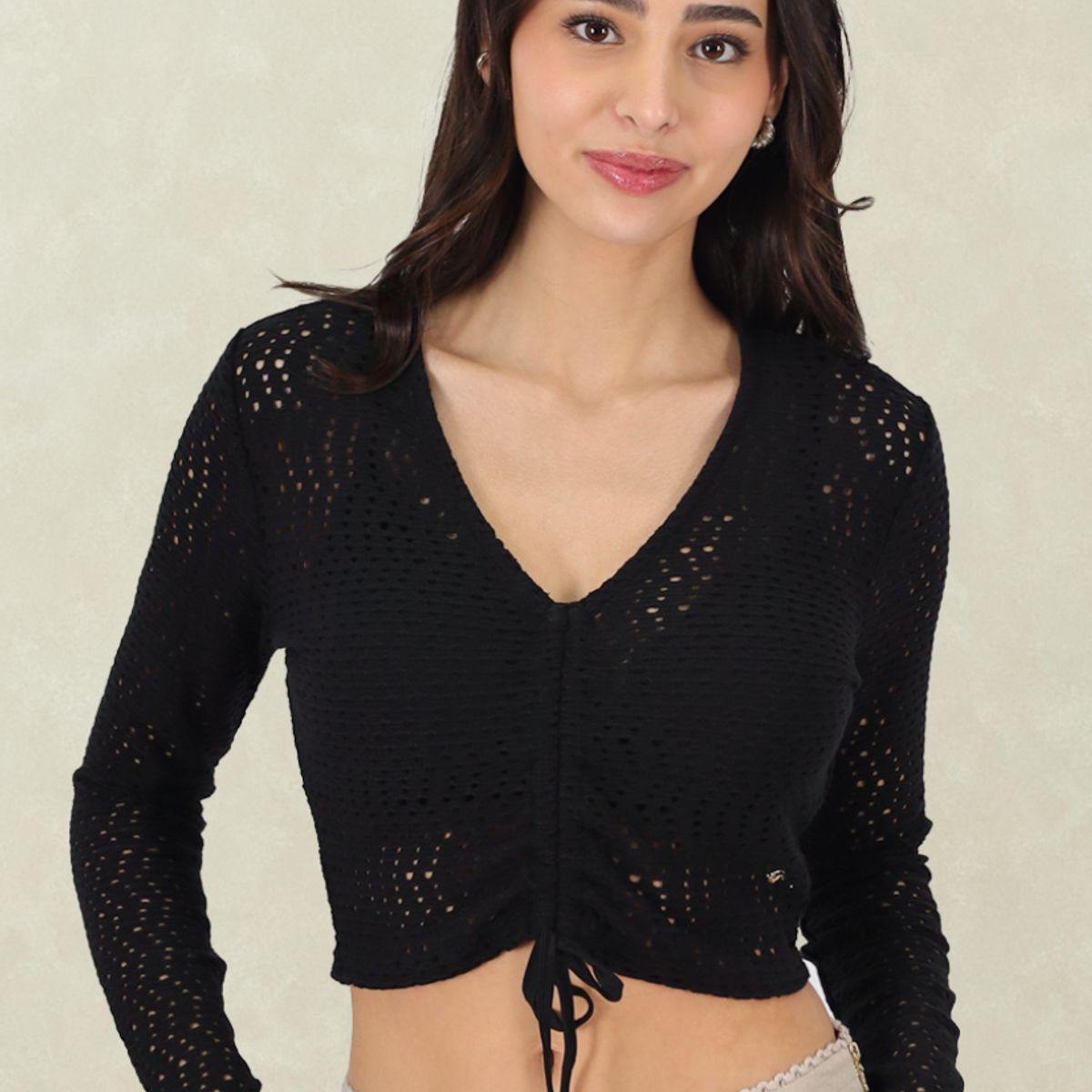 TENTATION - Top Crop Ajustable Negro Tentation