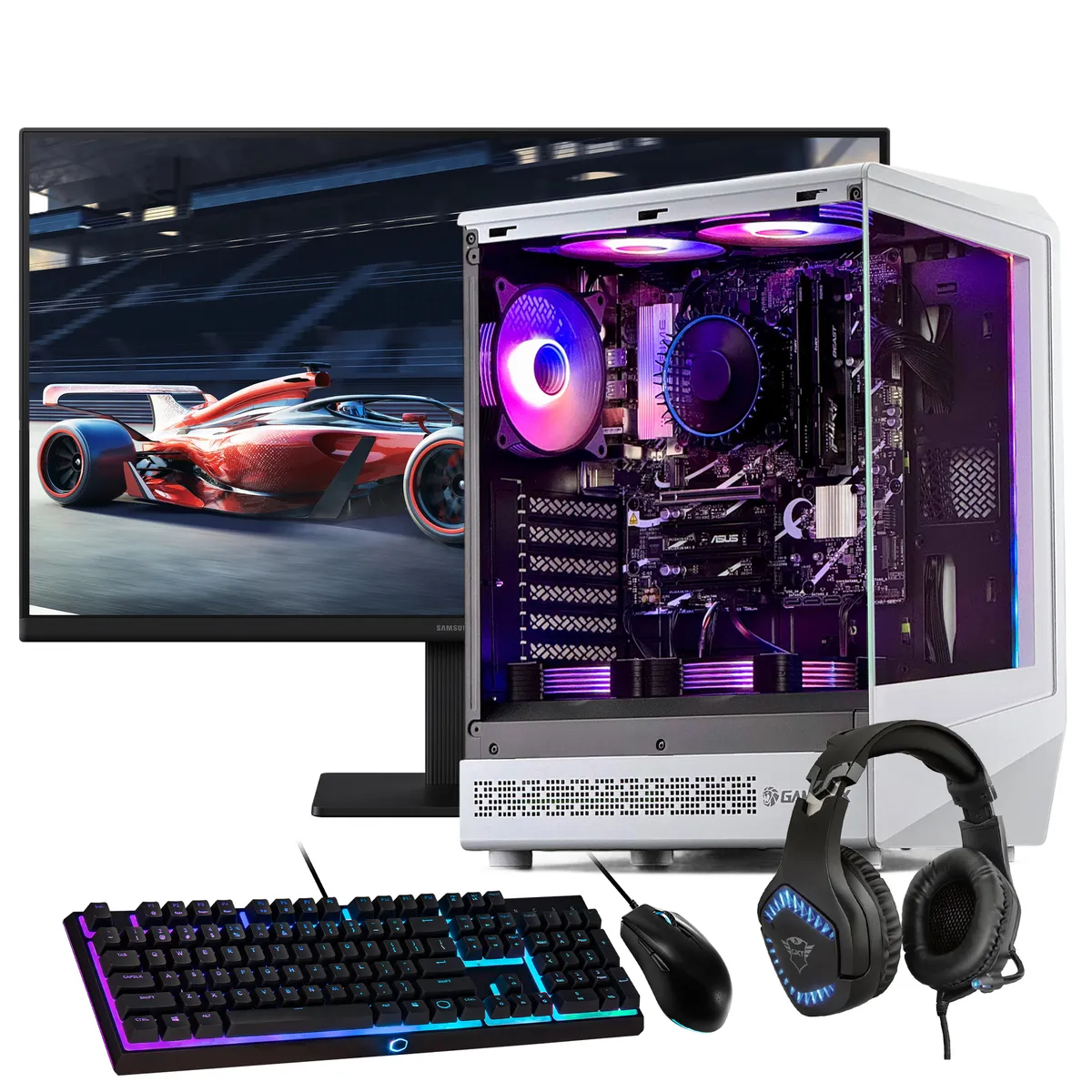 HYPERPC - PC GAMER Blanco + MONITOR 24 + Perif: INTEL CORE i3 14100 16Gb 500Gb RTX 3050
