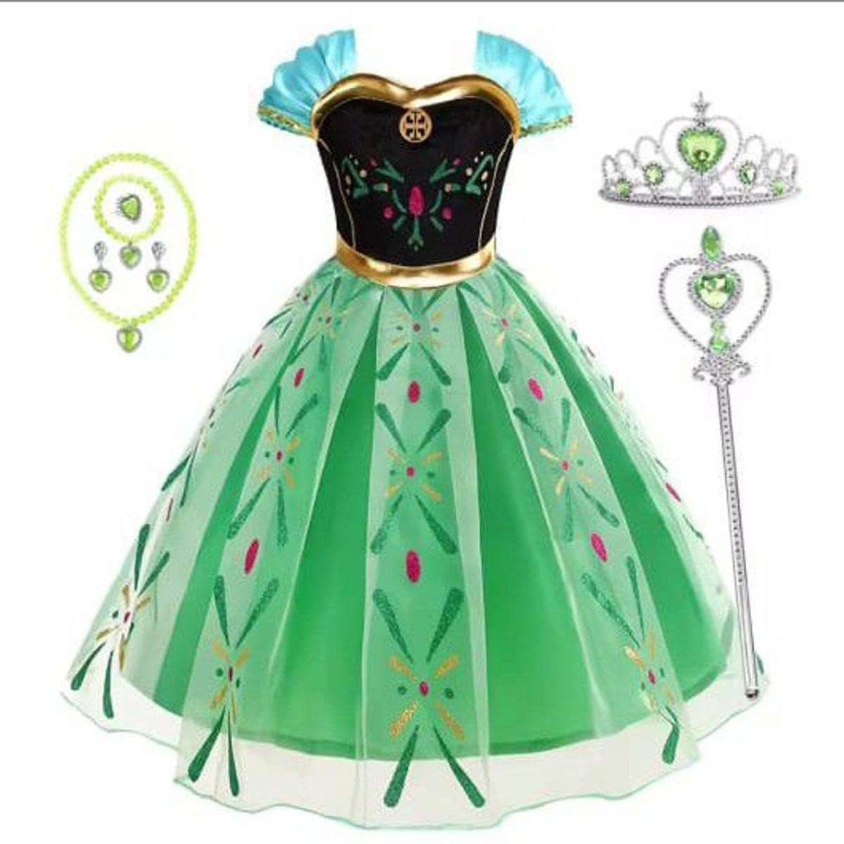 GENERICO - Set disfraz princesa vestido y accesorios para niña 5 años a 6 años