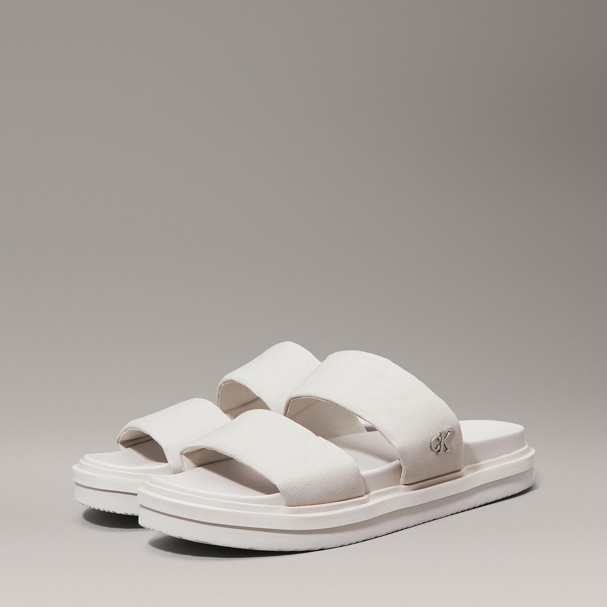 CALVIN KLEIN - Sandalias de Lona Flat Molded Beige Calvin Klein