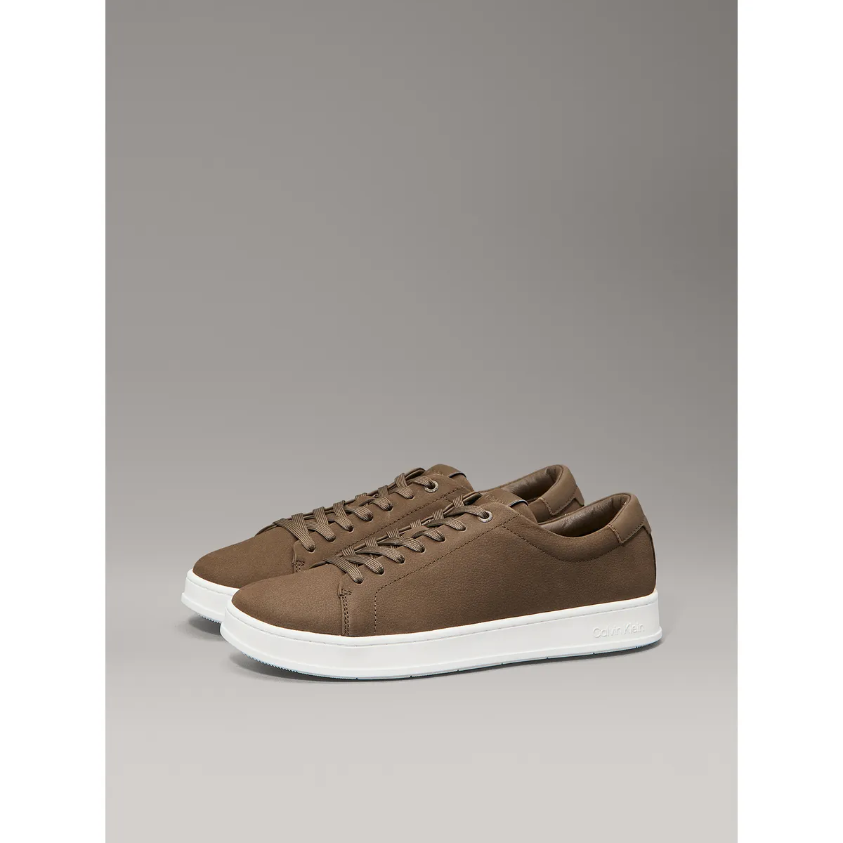 CALVIN KLEIN - Zapatillas de Cuero Low Top Lace Up Cafe Calvin Klein