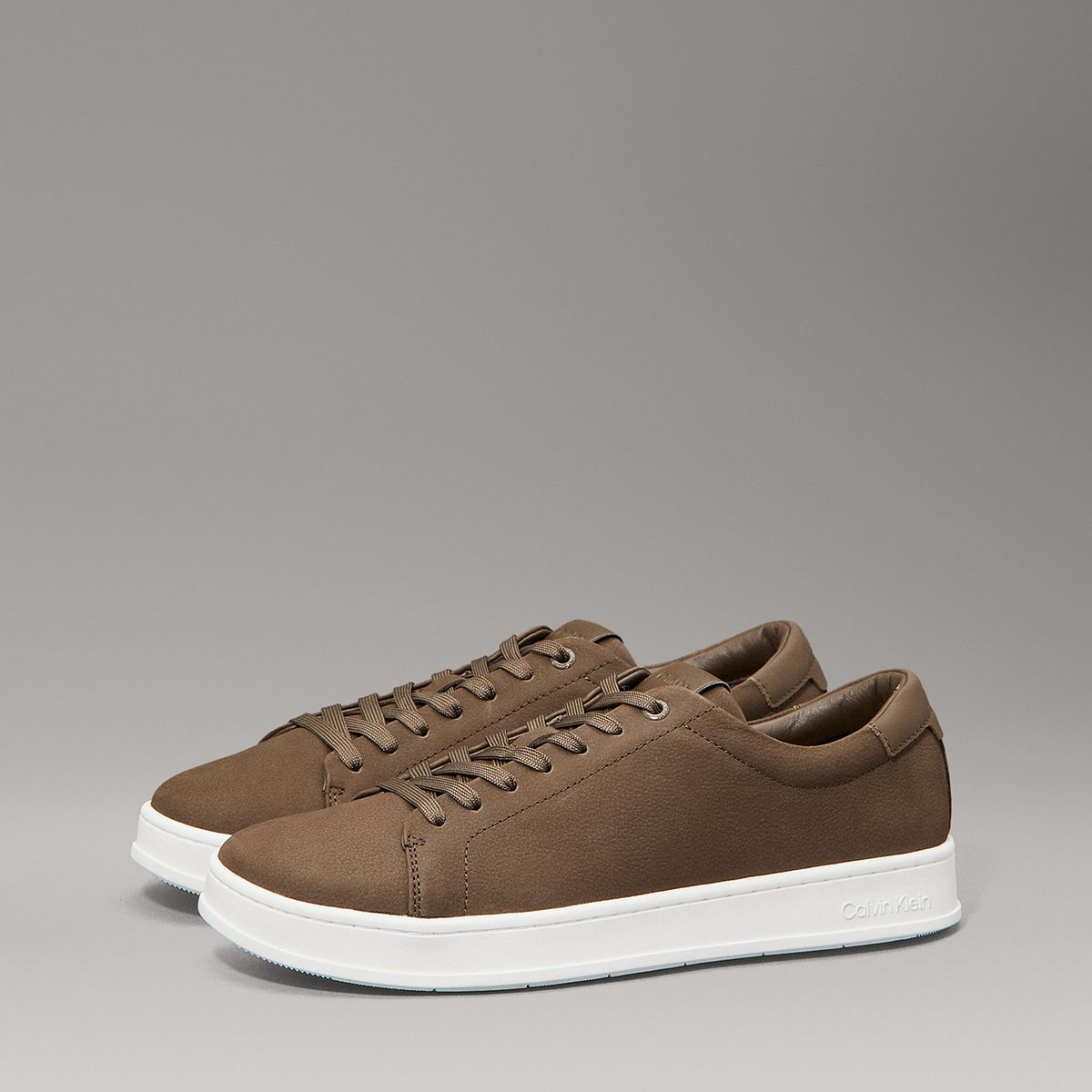 CALVIN KLEIN - Zapatillas de Cuero Low Top Lace Up Cafe Calvin Klein