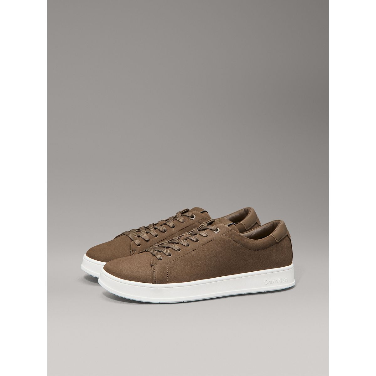 CALVIN KLEIN - Zapatillas de Cuero Low Top Lace Up Cafe Calvin Klein