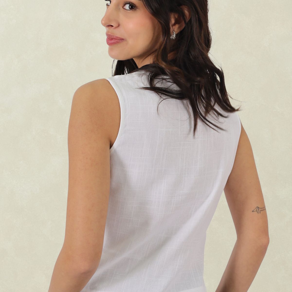 TENTATION - Gilet Lino Viscosa Blanco Tentation