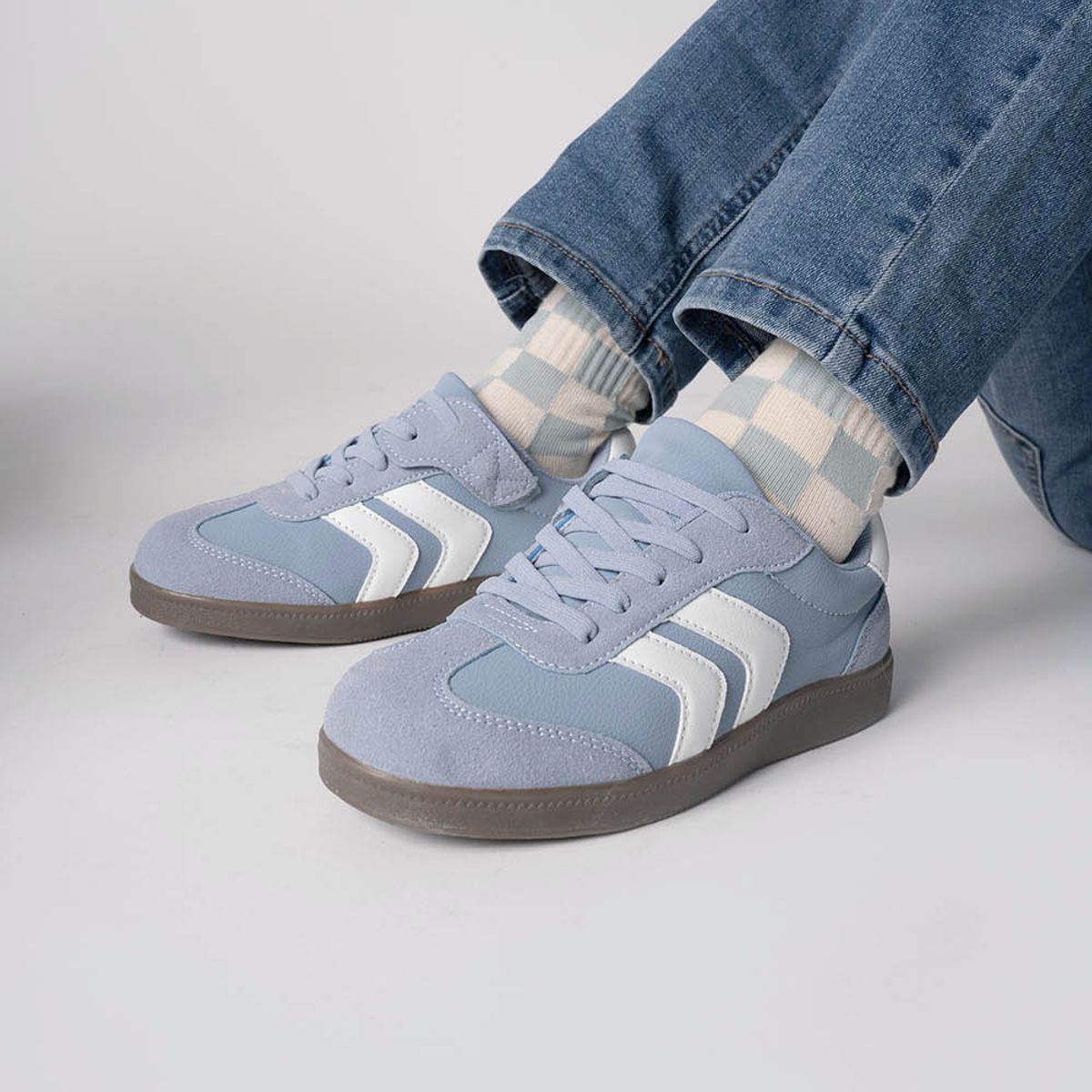 COLLOKY - Zapatilla de Niña Denim con Cordón-Velcro