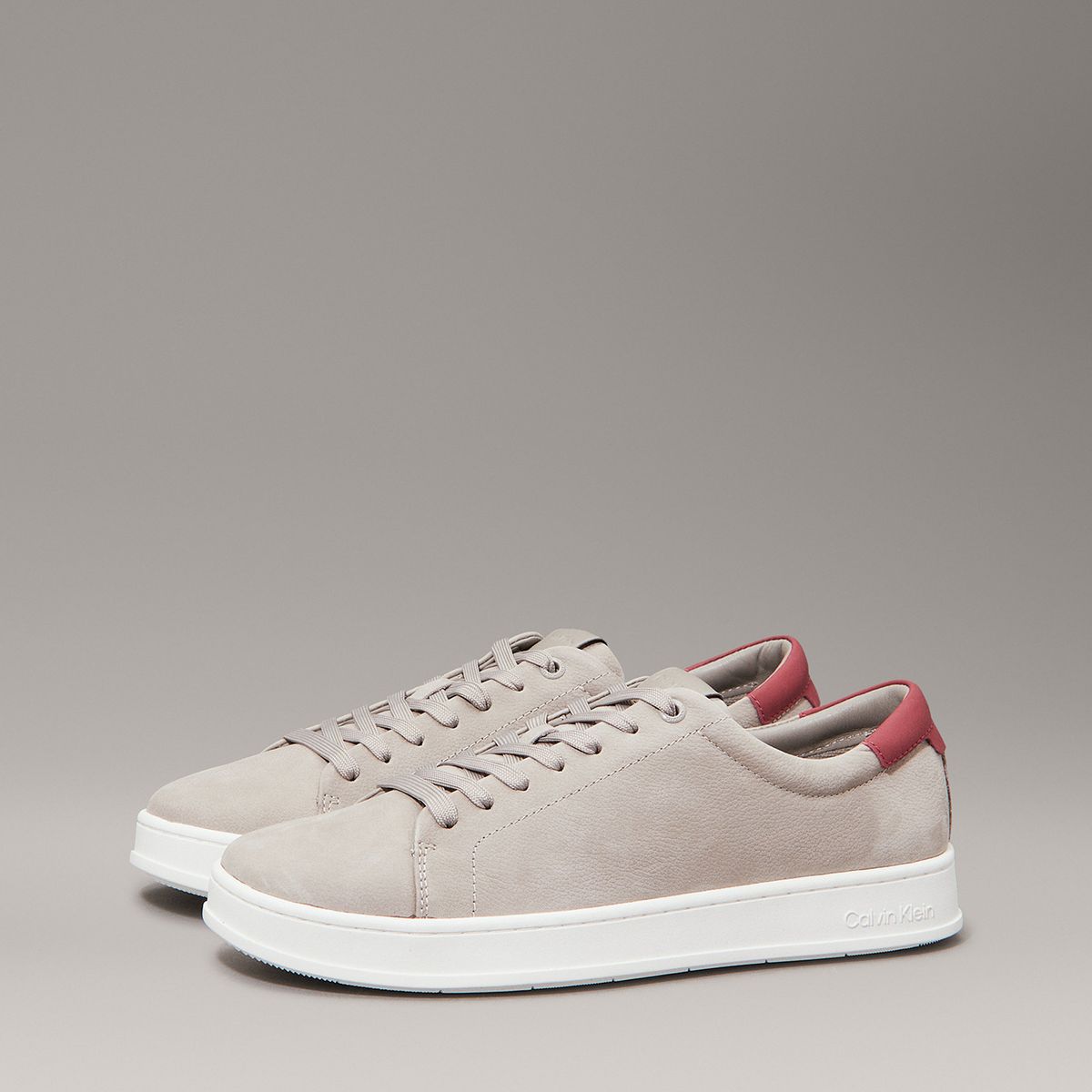CALVIN KLEIN - Zapatillas de Cuero Low Top Lace Up Beige Calvin Klein