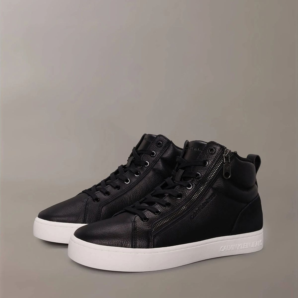 CALVIN KLEIN - Zapatillas de Cuero Classic Cupsole Zip Negro Calvin Klein