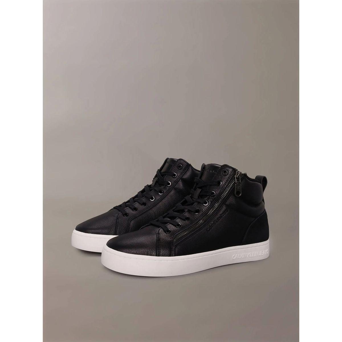 CALVIN KLEIN - Zapatillas de Cuero Classic Cupsole Zip Negro Calvin Klein
