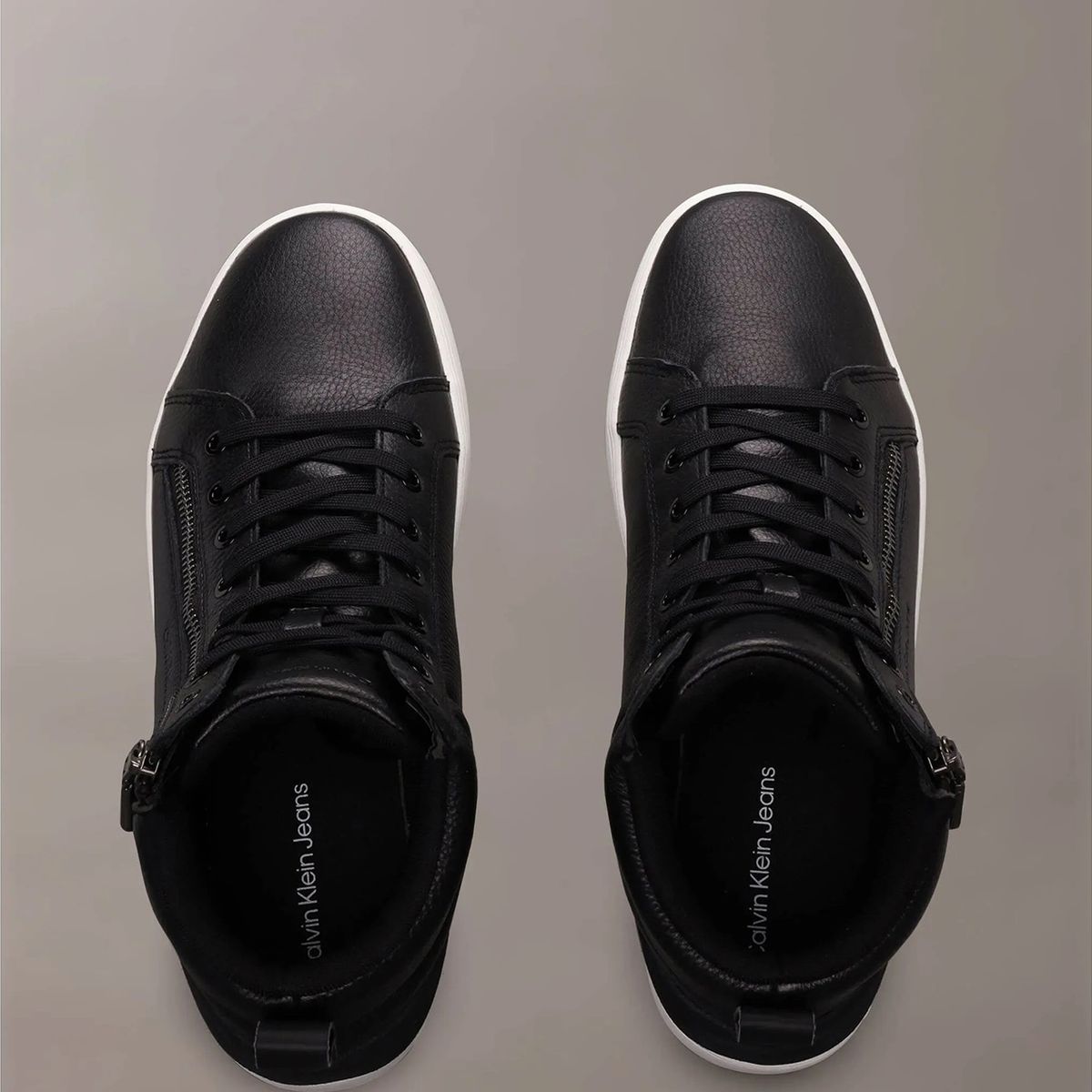 CALVIN KLEIN - Zapatillas de Cuero Classic Cupsole Zip Negro Calvin Klein