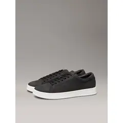 CALVIN KLEIN - Zapatillas de Cuero Low Top Lace Up Negro