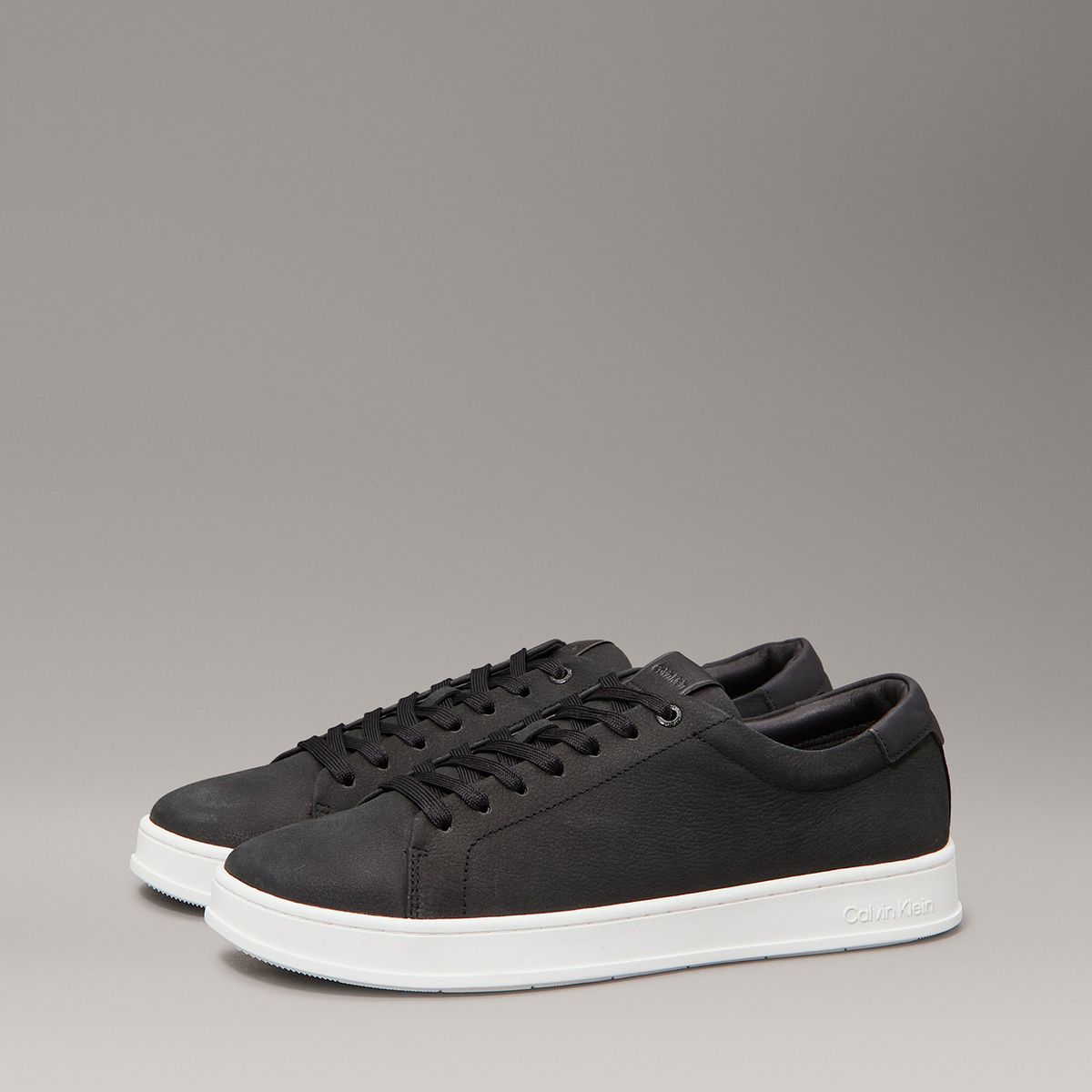 CALVIN KLEIN - Zapatillas de Cuero Low Top Lace Up Negro Calvin Klein