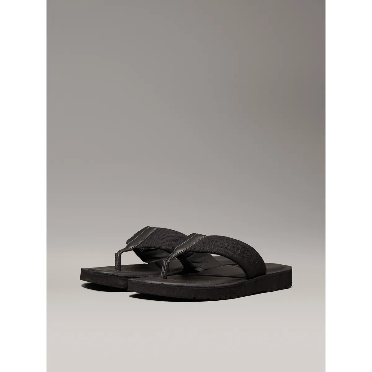 CALVIN KLEIN - Sandalias de Lona con Logo Negro Calvin Klein