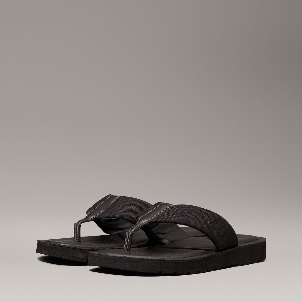 CALVIN KLEIN - Sandalias de Lona con Logo Negro Calvin Klein
