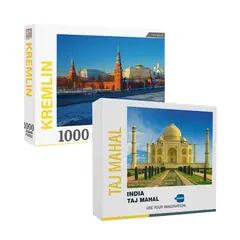 GENERICO - 2 Rompecabezas 1000 Piezas 70x50cm Kremlin Taj Mahal