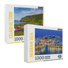 GENERICO - 2 Rompecabezas 1000 Piezas 70x50cm Islandia Mar Egeo