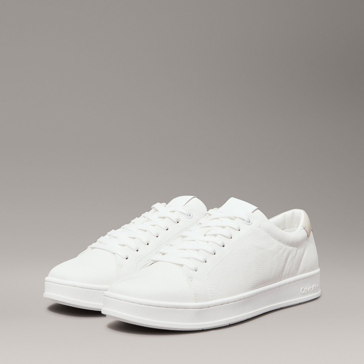 CALVIN KLEIN - Zapatillas de Cuero Low Top Lace Up Blanco Calvin Klein