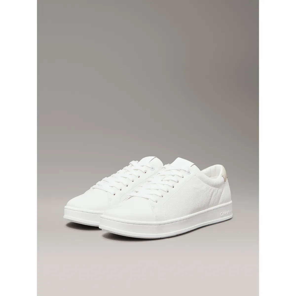 CALVIN KLEIN - Zapatillas de Cuero Low Top Lace Up Blanco Calvin Klein