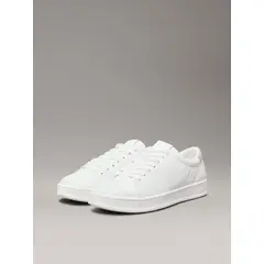 CALVIN KLEIN - Zapatillas de Cuero Low Top Lace Up Blanco