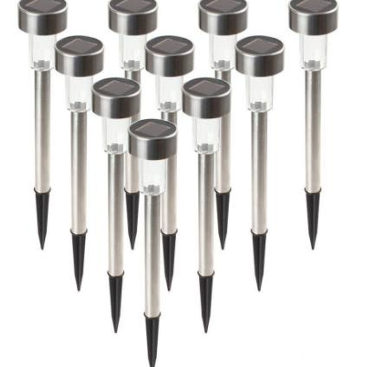 GENERICO - Pack 10 Luces LED solares de acero inoxidable, lámpara de jardín.